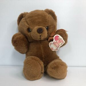 fairview brown teddy bear plush stuffed animal orange bow polyeste vintage props